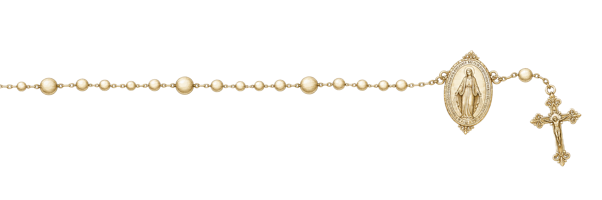 Terço decorativo horizontal com medalha de Nossa Senhora